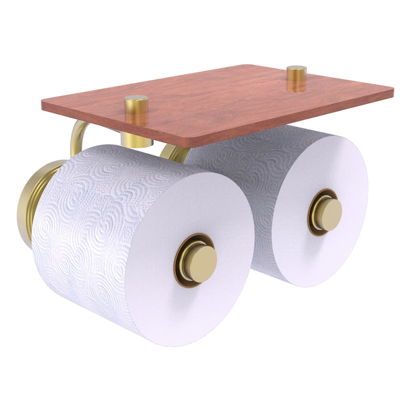 Prestige Regal Collection 2 Roll Toilet Paper Holder with Wood Shelf