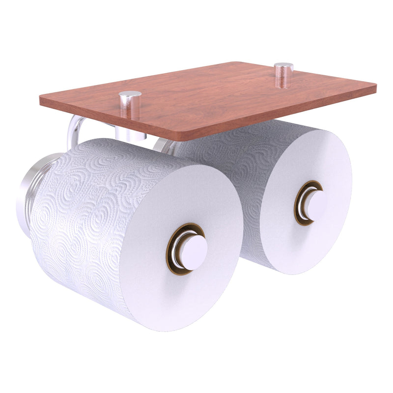 Prestige Regal Collection 2 Roll Toilet Paper Holder with Wood Shelf