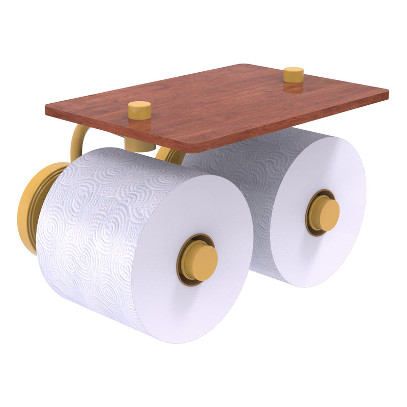 Prestige Regal Collection 2 Roll Toilet Paper Holder with Wood Shelf