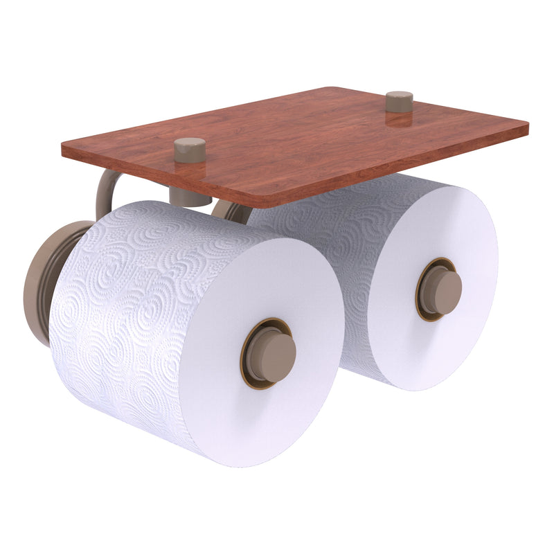 Prestige Regal Collection 2 Roll Toilet Paper Holder with Wood Shelf