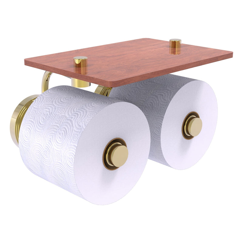 Prestige Regal Collection 2 Roll Toilet Paper Holder with Wood Shelf