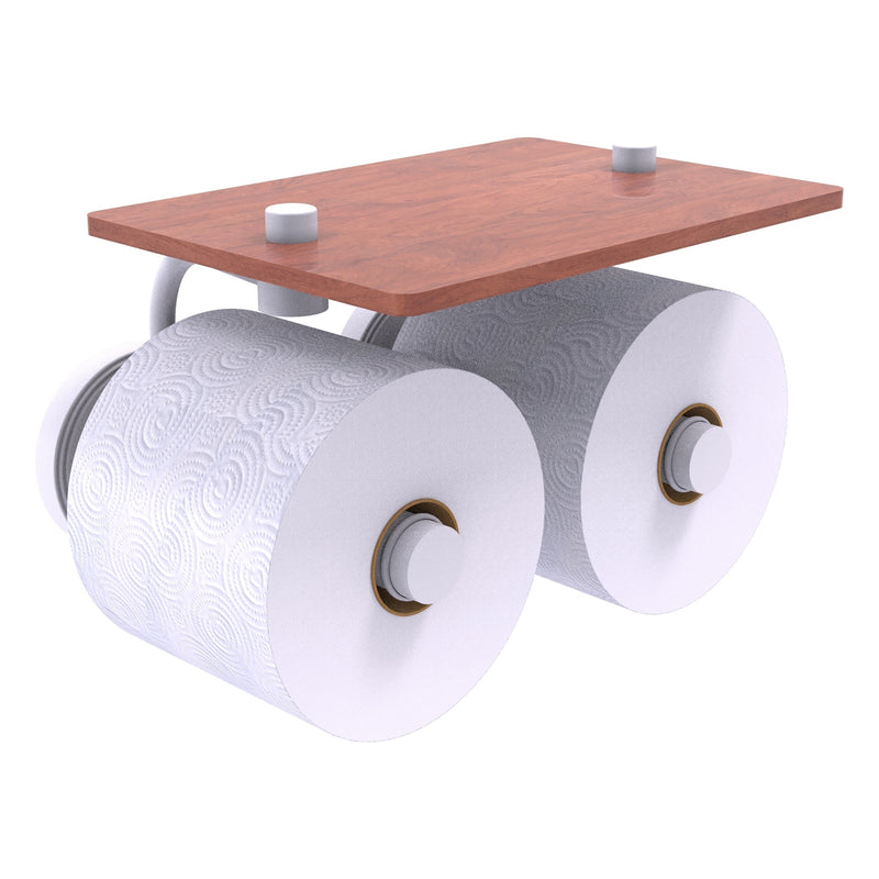 Prestige Regal Collection 2 Roll Toilet Paper Holder with Wood Shelf