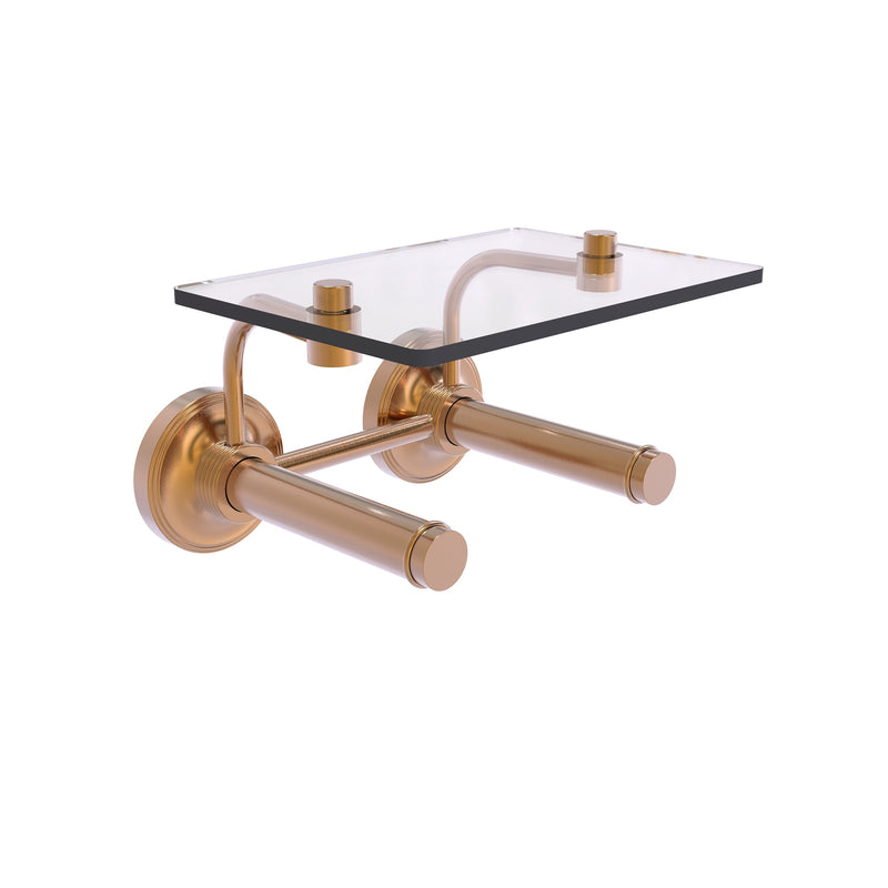 Prestige Regal Collection 2 Roll Toilet Paper Holder with Glass Shelf