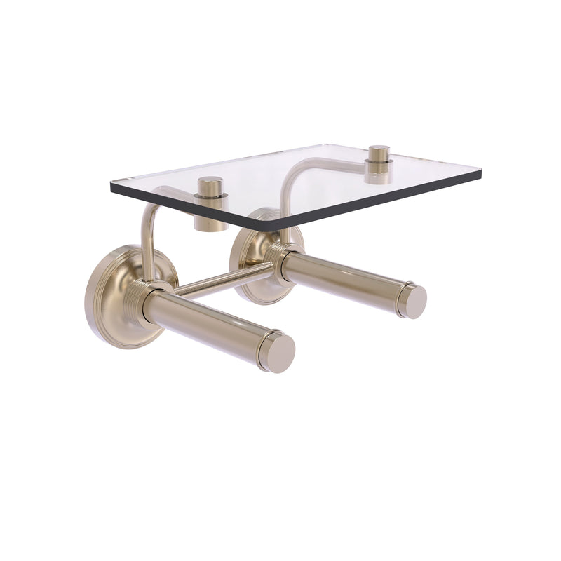 Prestige Regal Collection 2 Roll Toilet Paper Holder with Glass Shelf