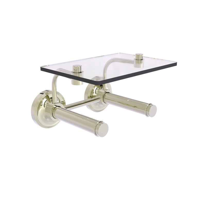 Prestige Regal Collection 2 Roll Toilet Paper Holder with Glass Shelf