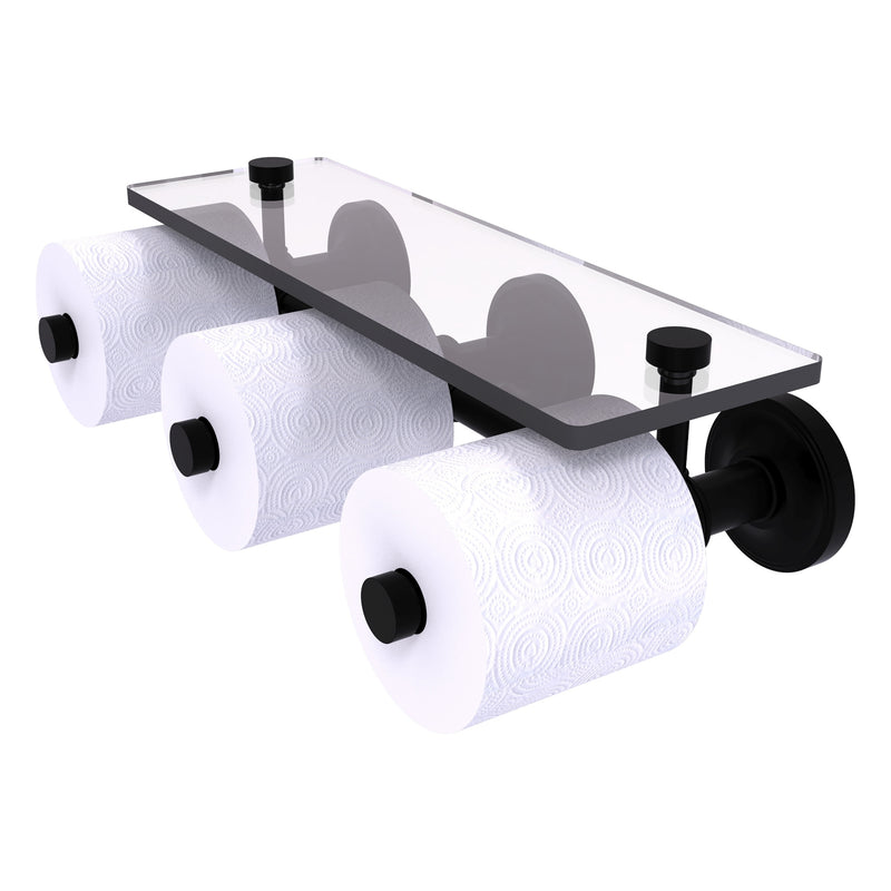 Prestige Regal Collection Horizontal Reserve 3 Roll Toilet Paper Holder with Glass Shelf