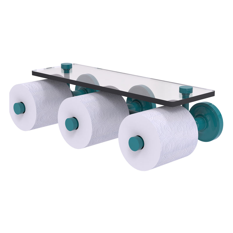 Prestige Regal Collection Horizontal Reserve 3 Roll Toilet Paper Holder with Glass Shelf