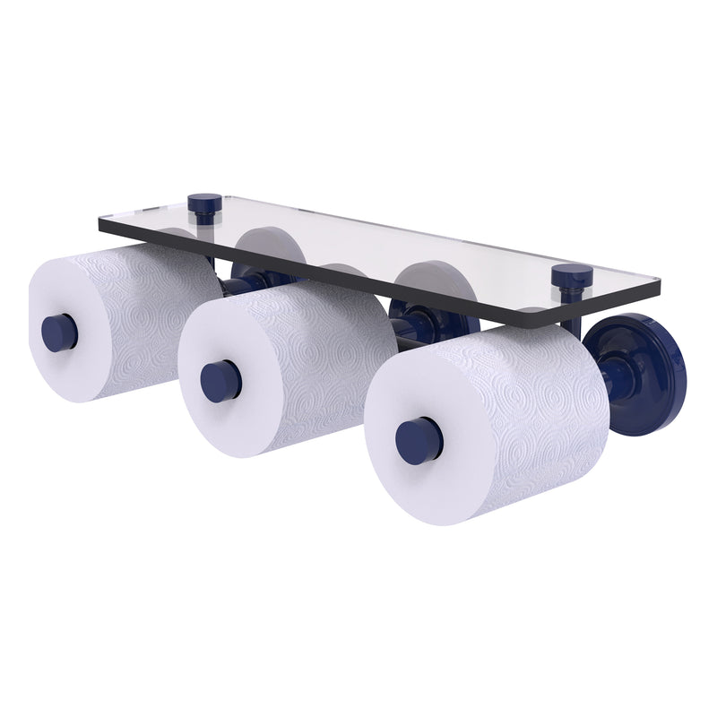 Prestige Regal Collection Horizontal Reserve 3 Roll Toilet Paper Holder with Glass Shelf