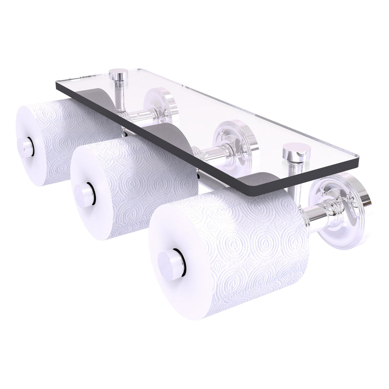 Prestige Regal Collection Horizontal Reserve 3 Roll Toilet Paper Holder with Glass Shelf