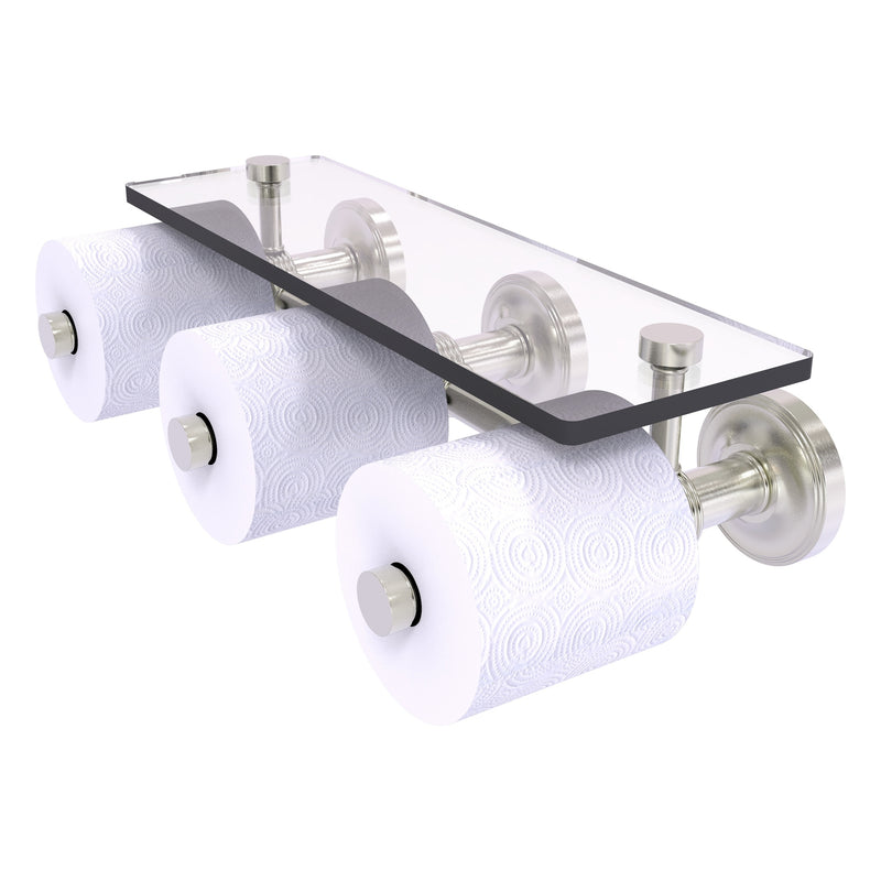 Prestige Regal Collection Horizontal Reserve 3 Roll Toilet Paper Holder with Glass Shelf