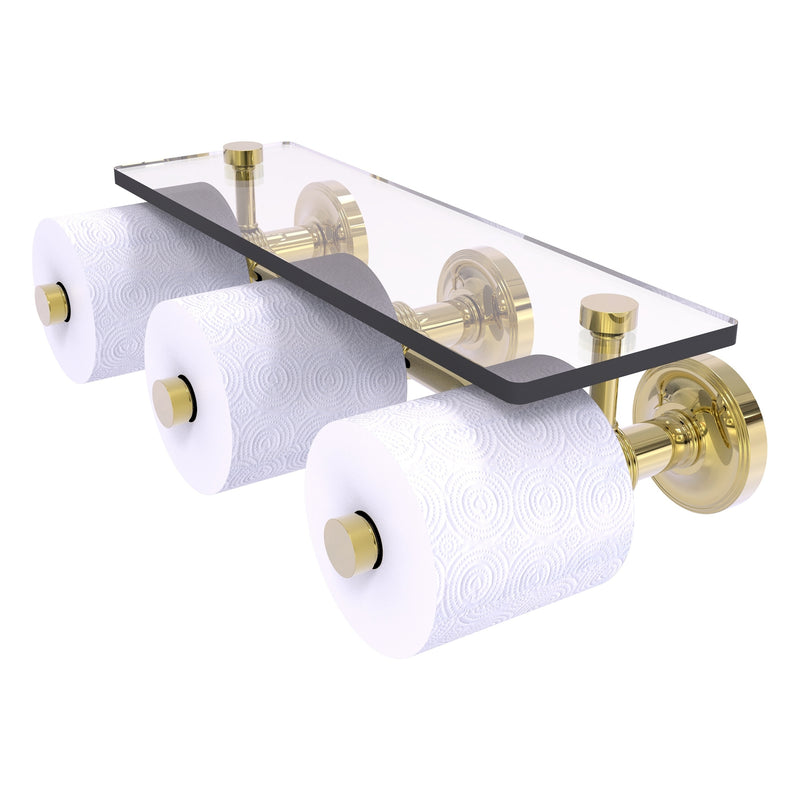 Prestige Regal Collection Horizontal Reserve 3 Roll Toilet Paper Holder with Glass Shelf