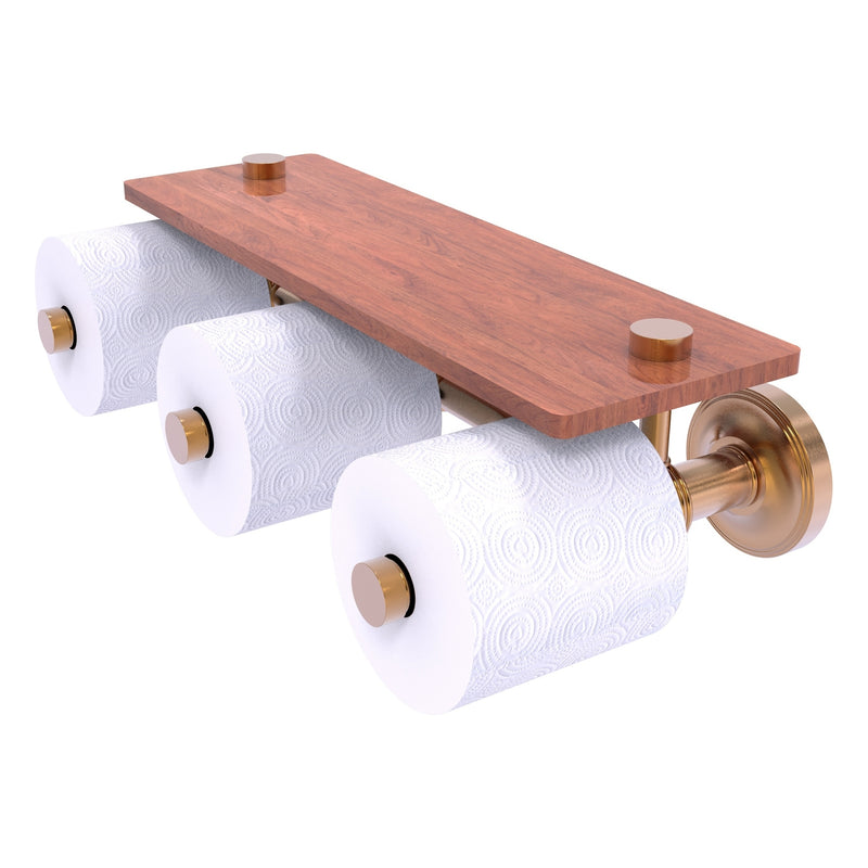 Prestige Regal Collection Horizontal Reserve 3 Roll Toilet Paper Holder with Wood Shelf