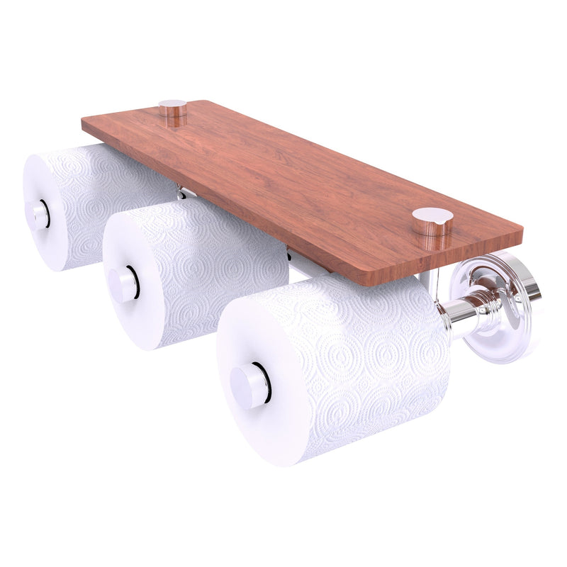 Prestige Regal Collection Horizontal Reserve 3 Roll Toilet Paper Holder with Wood Shelf