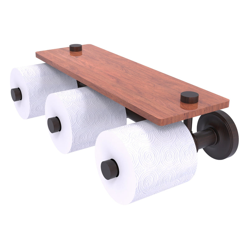 Prestige Regal Collection Horizontal Reserve 3 Roll Toilet Paper Holder with Wood Shelf