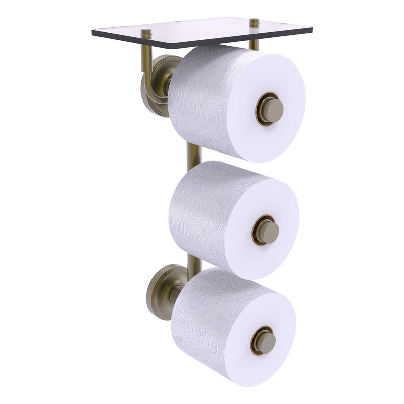 Prestige Regal Collection 3 Roll Toilet Paper Holder with Glass Shelf