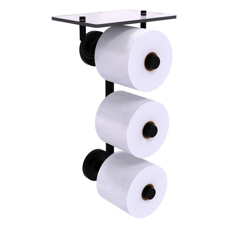 Prestige Regal Collection 3 Roll Toilet Paper Holder with Glass Shelf