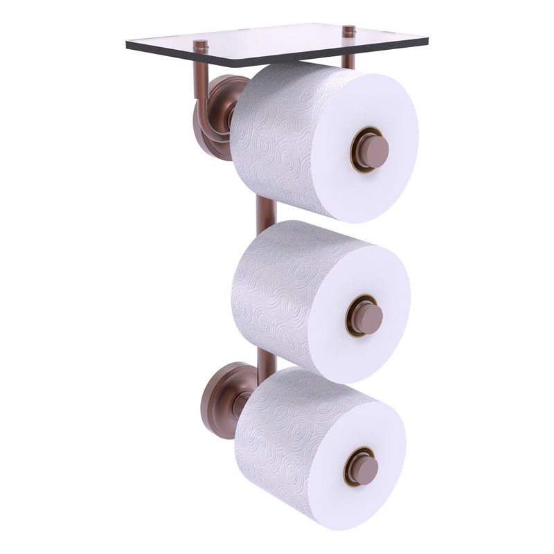 Prestige Regal Collection 3 Roll Toilet Paper Holder with Glass Shelf