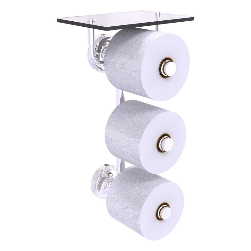 Prestige Regal Collection 3 Roll Toilet Paper Holder with Glass Shelf