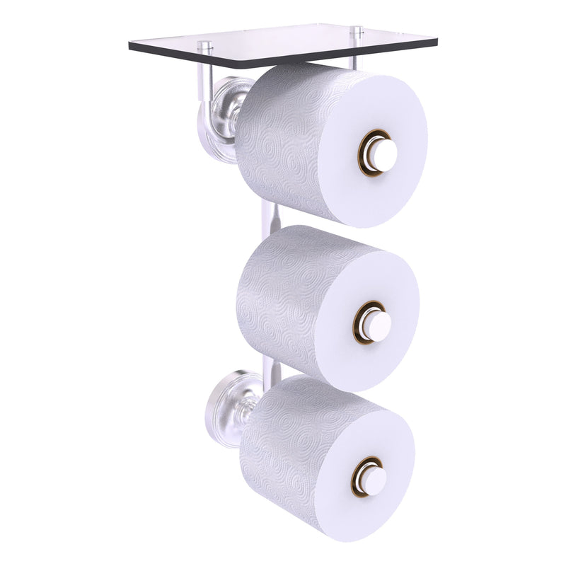 Prestige Regal Collection 3 Roll Toilet Paper Holder with Glass Shelf