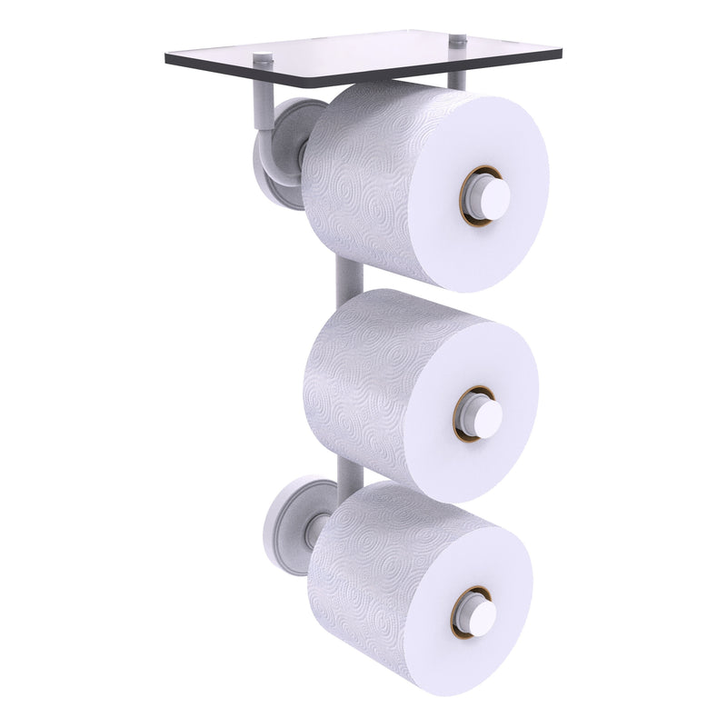 Prestige Regal Collection 3 Roll Toilet Paper Holder with Glass Shelf