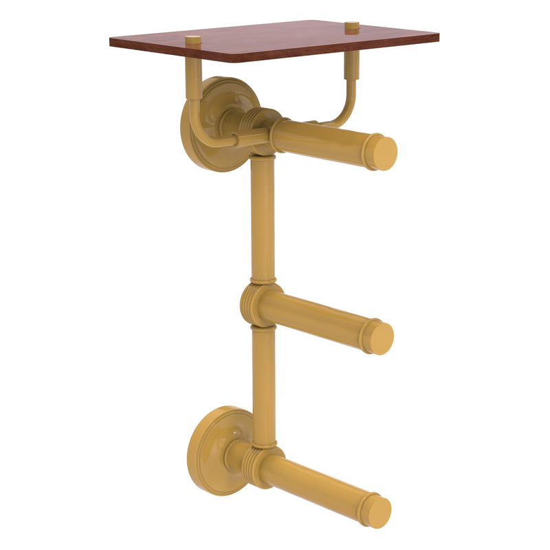 Prestige Regal Collection 3 Roll Toilet Paper Holder with Wood Shelf