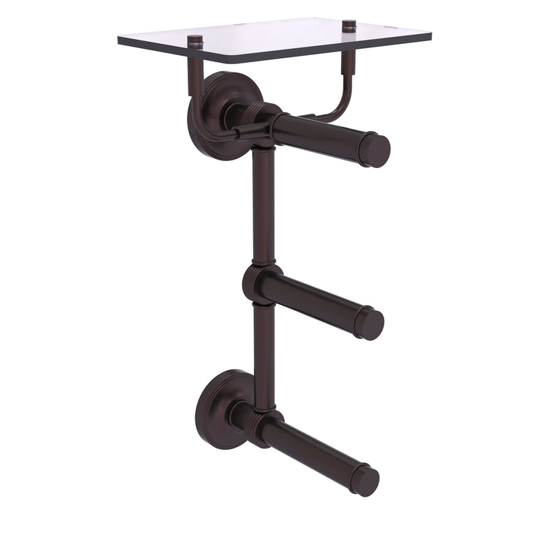 Prestige Regal Collection 3 Roll Toilet Paper Holder with Glass Shelf