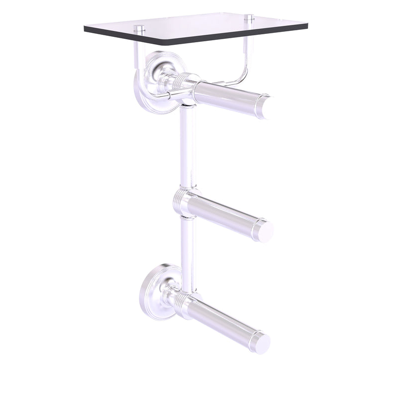 Prestige Regal Collection 3 Roll Toilet Paper Holder with Glass Shelf