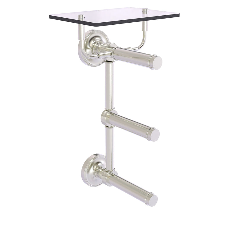 Prestige Regal Collection 3 Roll Toilet Paper Holder with Glass Shelf