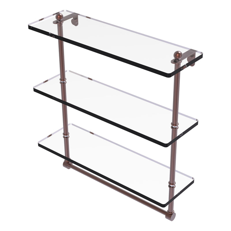 Prestige Regal Collection Triple Tiered Glass Shelf with Integrated Towel Bar