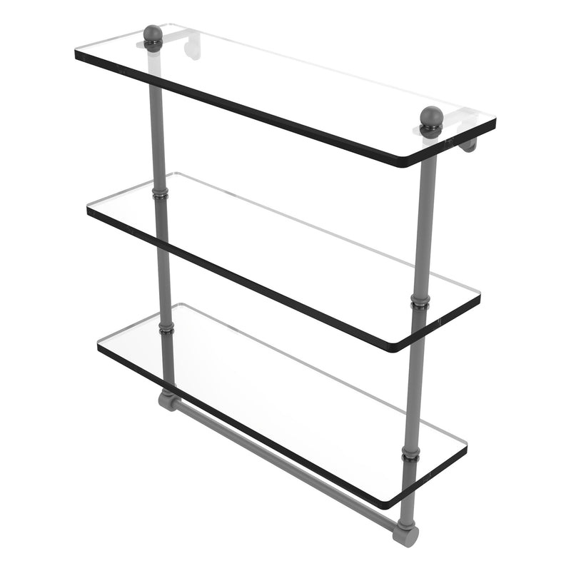 Prestige Regal Collection Triple Tiered Glass Shelf with Integrated Towel Bar