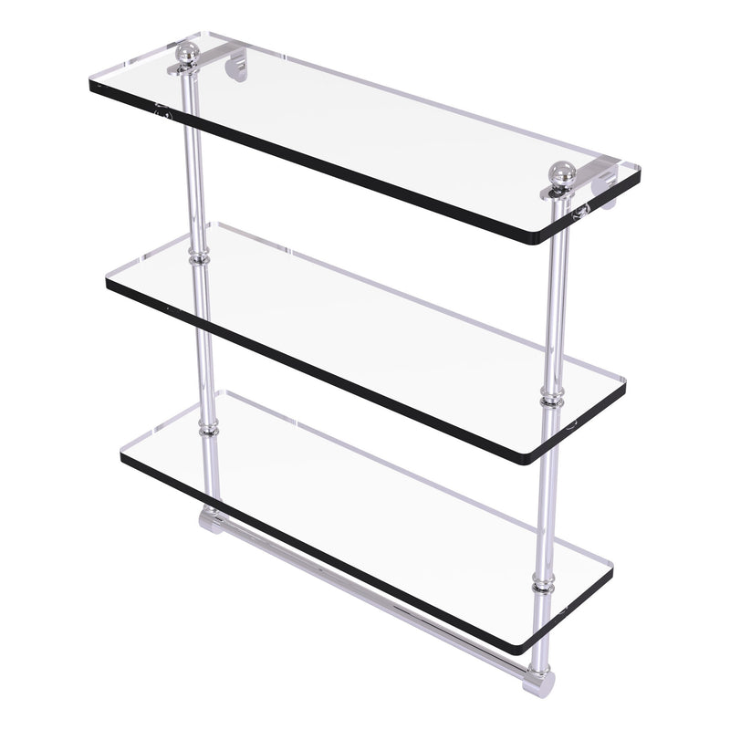 Prestige Regal Collection Triple Tiered Glass Shelf with Integrated Towel Bar