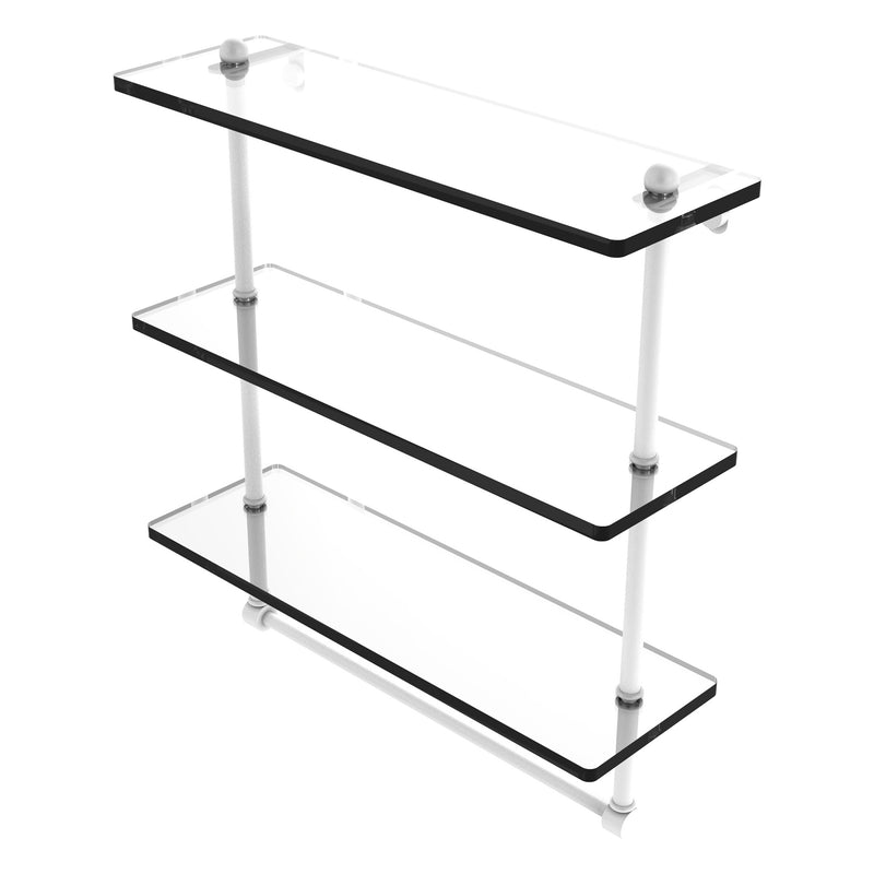 Prestige Regal Collection Triple Tiered Glass Shelf with Integrated Towel Bar