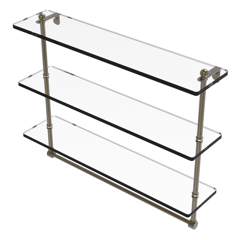 Prestige Regal Collection Triple Tiered Glass Shelf with Integrated Towel Bar