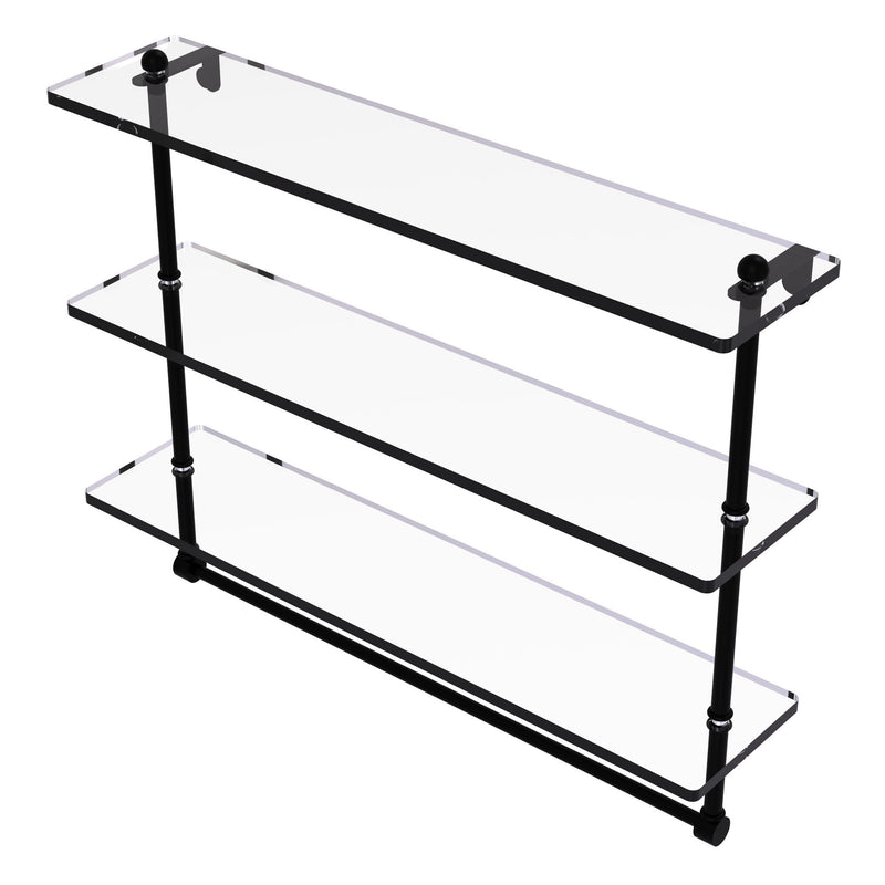 Prestige Regal Collection Triple Tiered Glass Shelf with Integrated Towel Bar