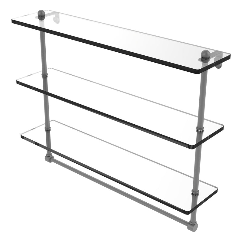 Prestige Regal Collection Triple Tiered Glass Shelf with Integrated Towel Bar