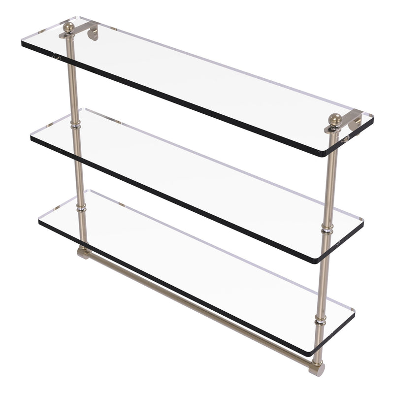 Prestige Regal Collection Triple Tiered Glass Shelf with Integrated Towel Bar