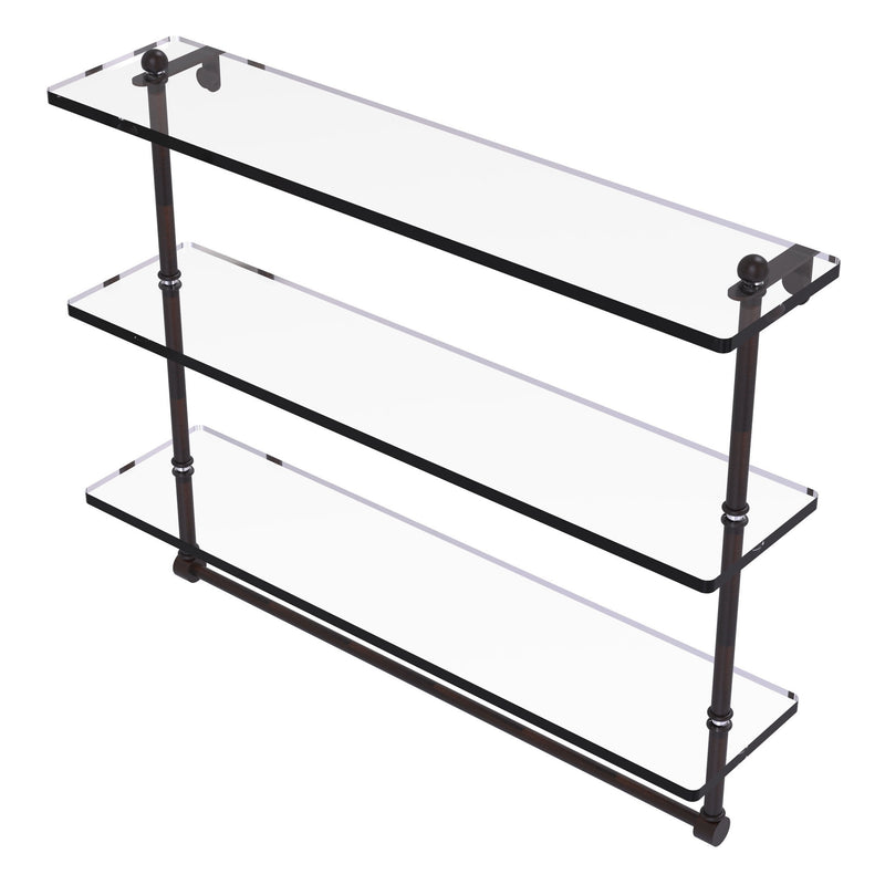 Prestige Regal Collection Triple Tiered Glass Shelf with Integrated Towel Bar