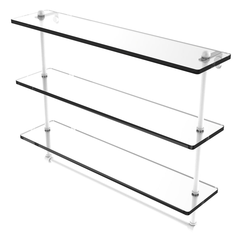 Prestige Regal Collection Triple Tiered Glass Shelf with Integrated Towel Bar