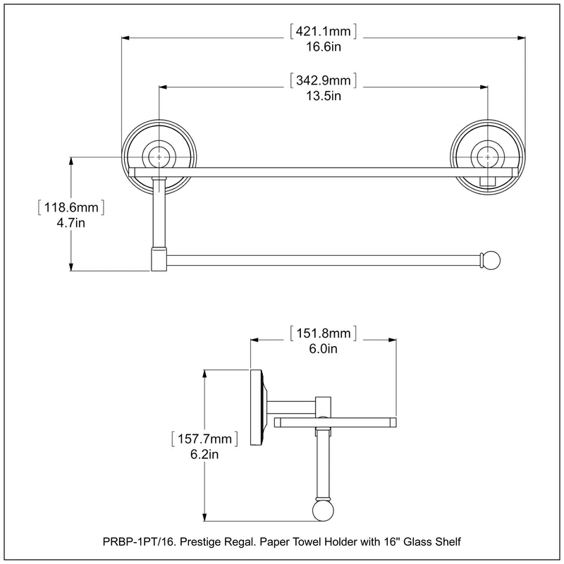 Prestige Regal Collection Paper Towel Holder with Glass Shelf