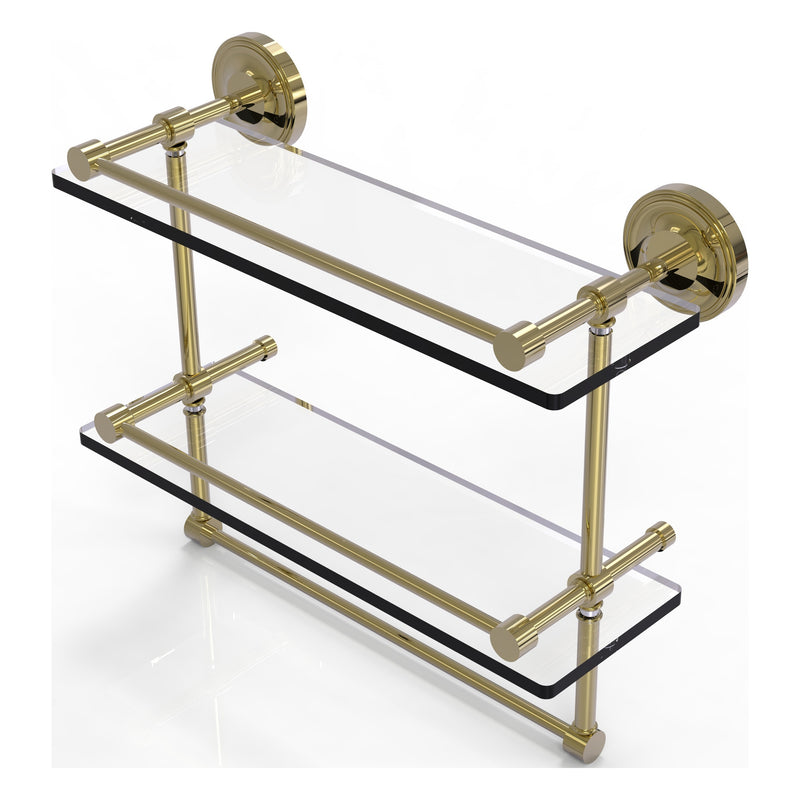 Prestige Regal Collection Gallery Rail Double Glass Shelf with Towel Bar