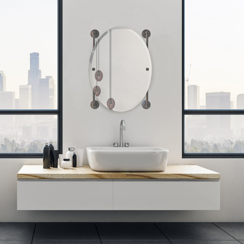 Que New Collection Oval Frameless Rail Mounted Mirror