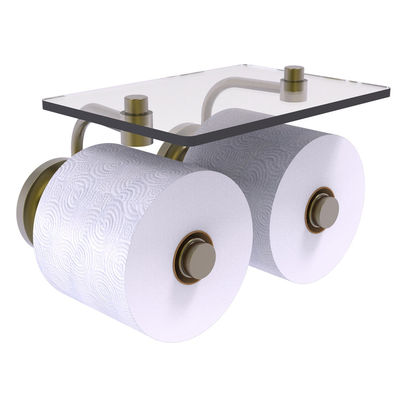 Que New Collection 2 Roll Toilet Paper Holder with Glass Shelf