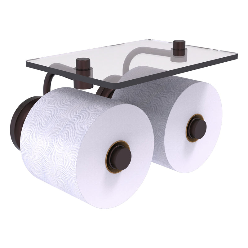 Que New Collection 2 Roll Toilet Paper Holder with Glass Shelf