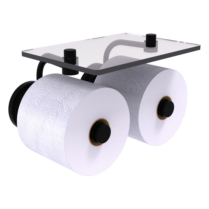 Que New Collection 2 Roll Toilet Paper Holder with Glass Shelf