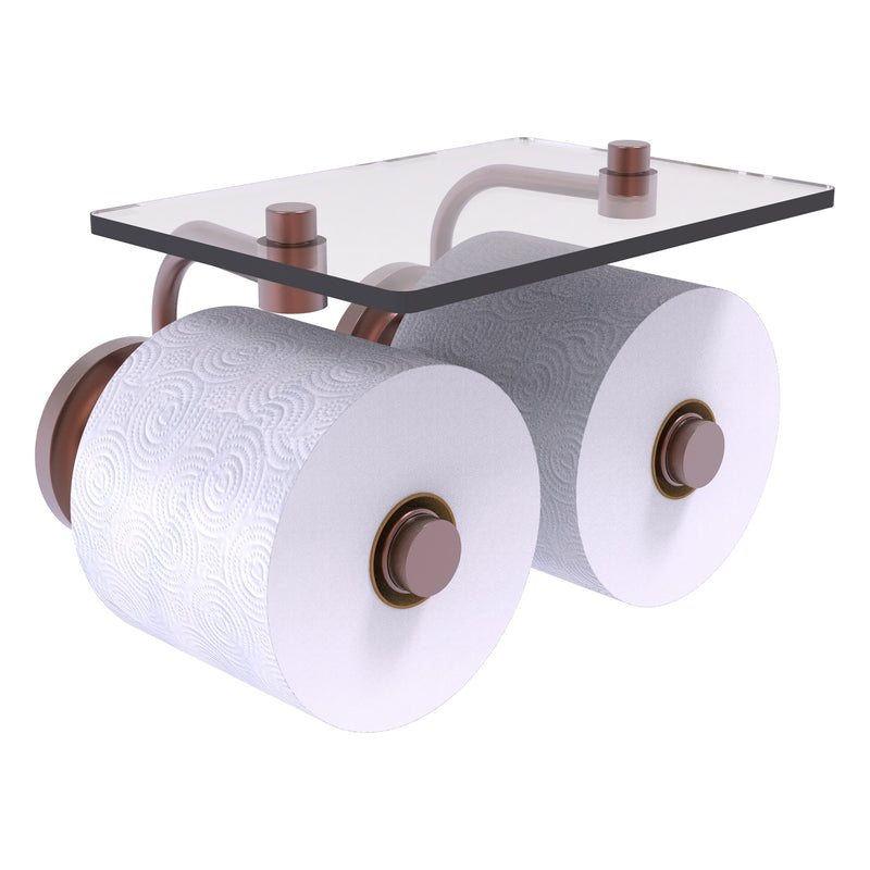 Que New Collection 2 Roll Toilet Paper Holder with Glass Shelf