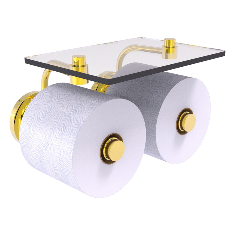 Que New Collection 2 Roll Toilet Paper Holder with Glass Shelf