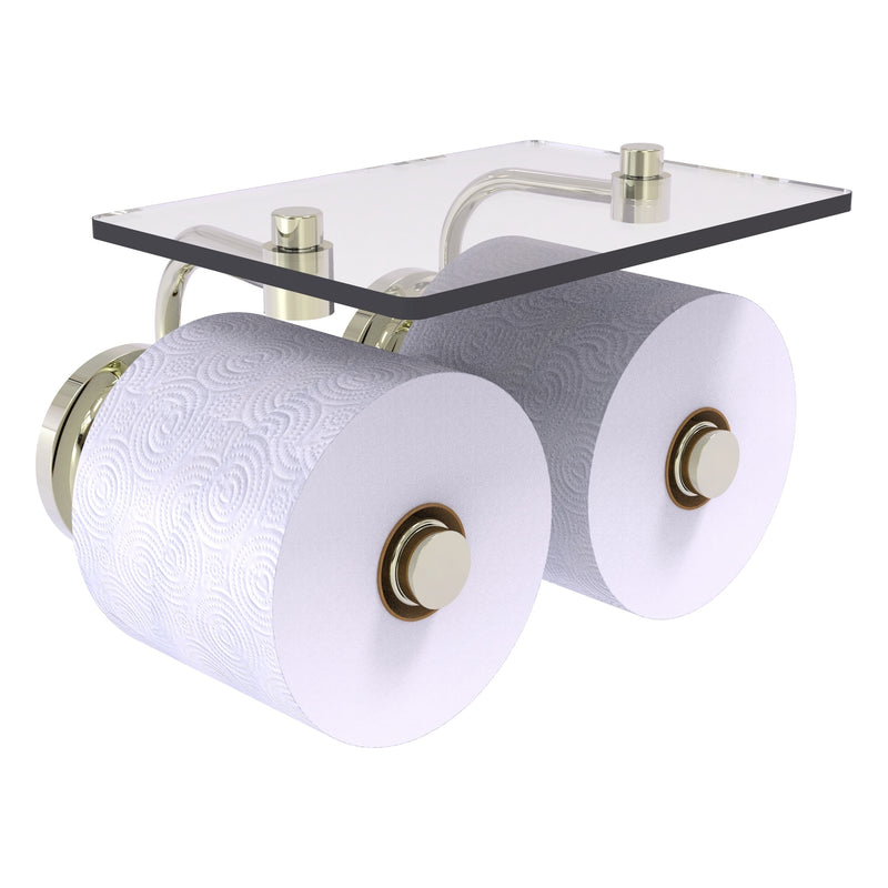 Que New Collection 2 Roll Toilet Paper Holder with Glass Shelf