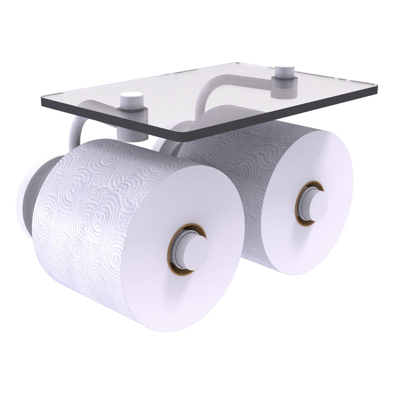 Que New Collection 2 Roll Toilet Paper Holder with Glass Shelf