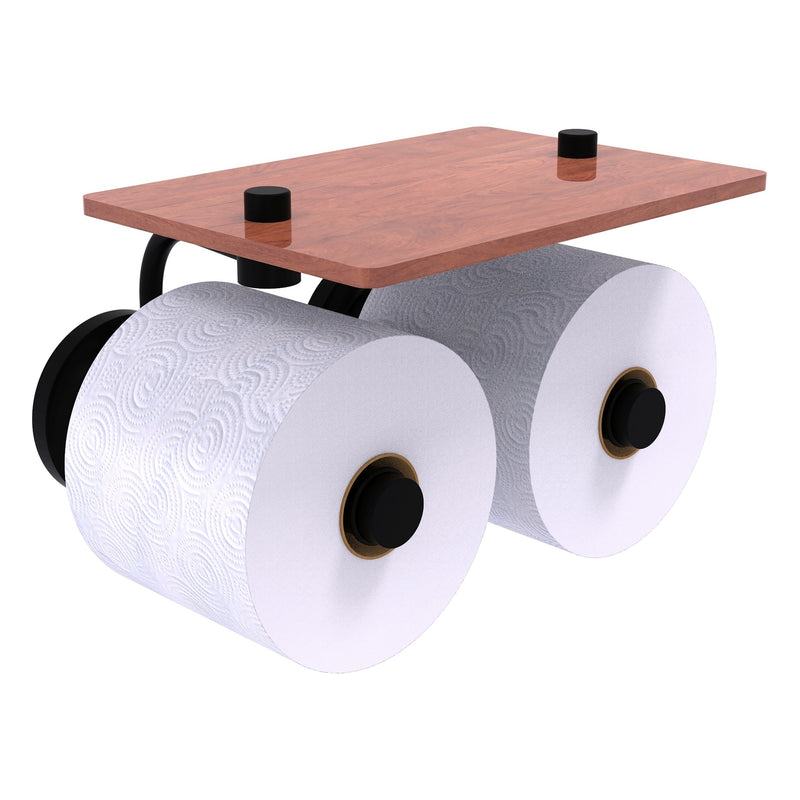 Que New Collection 2 Roll Toilet Paper Holder with Wood Shelf