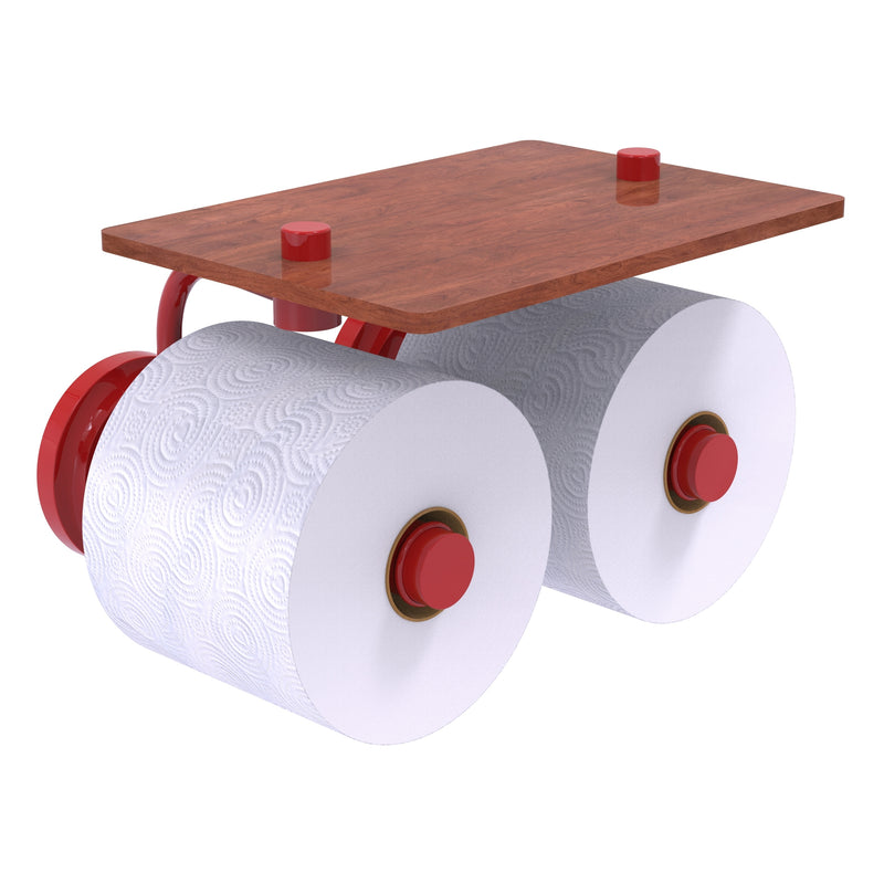 Que New Collection 2 Roll Toilet Paper Holder with Wood Shelf